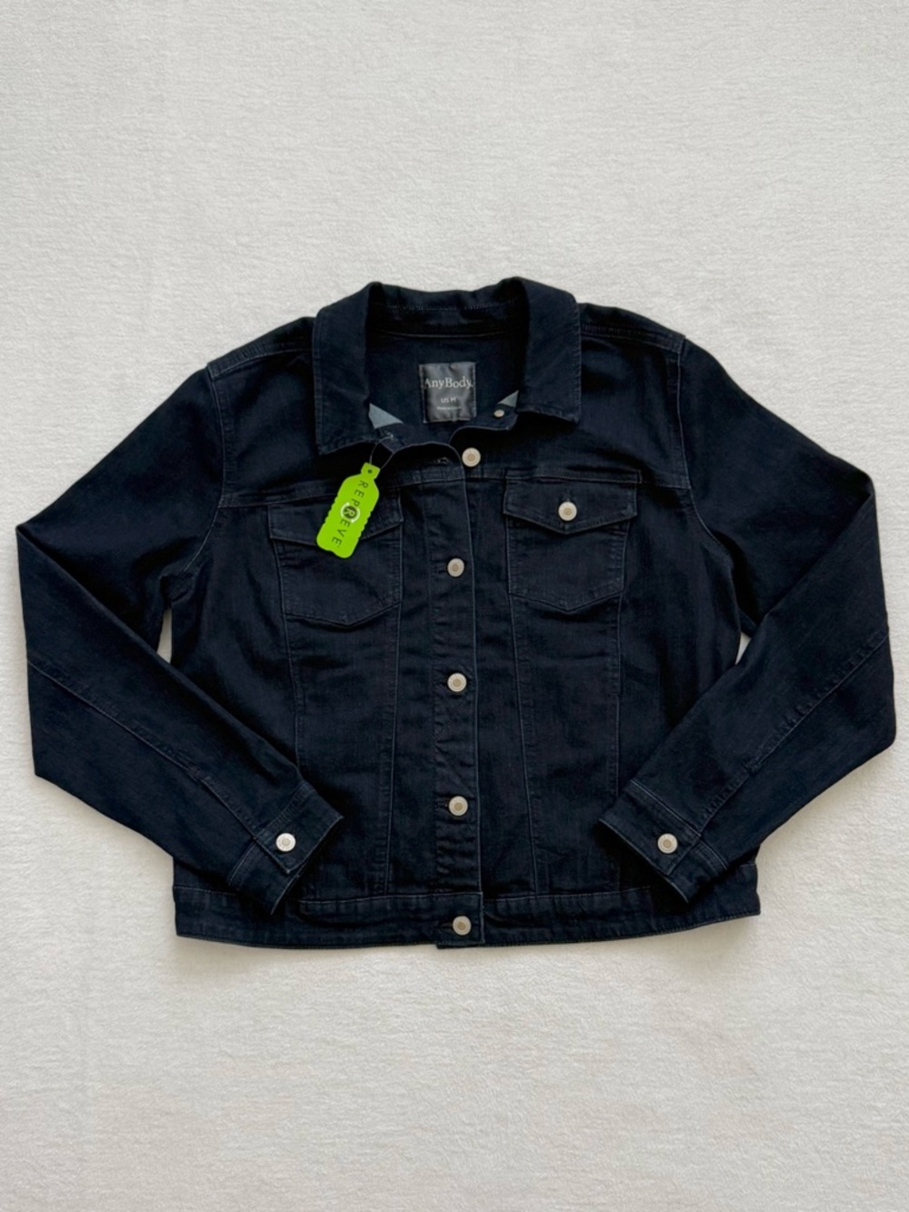 Dark Wash Denim Jean Jacket Button Front Stretch Women’s Size M NWT Classic
